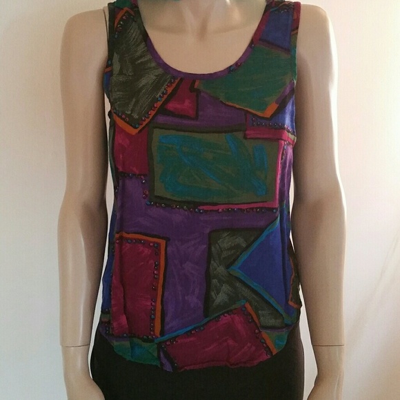 💸 VINTAGE Geometric Tank Top - Picture 1 of 5